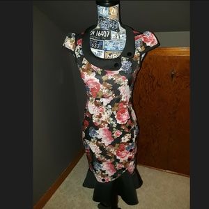 ModCloth MIUSOL Floral Collared Pencil Stretch